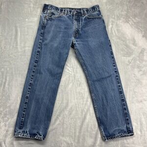 Levi's 505 Jeans Mens 36x29 Blue Denim Medium Wash Red Tab Straight Leg Outdoor